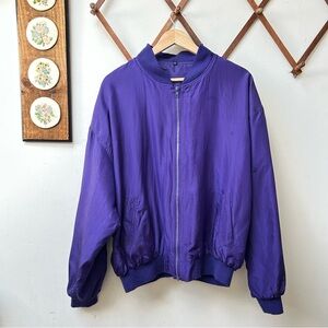 Vintage 100% Silk Purple Bomber Jacket
